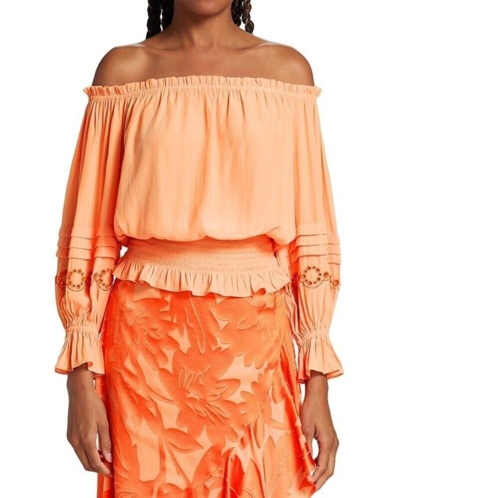 NWT Ramy Brook‎ Clara Top in Peach Sz Small  Blouse $395 - Picture 3 of 10